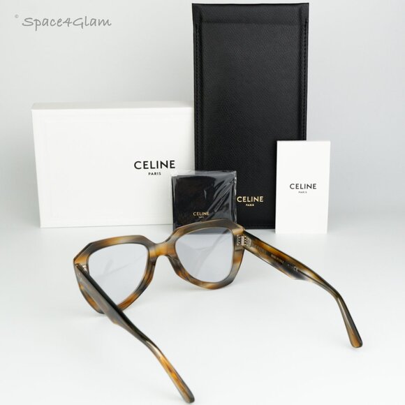 NEW Celine CL40046U 55A Shiny Havana Smoke Photochromatic Women Round Sunglasses - Picture 8 of 8